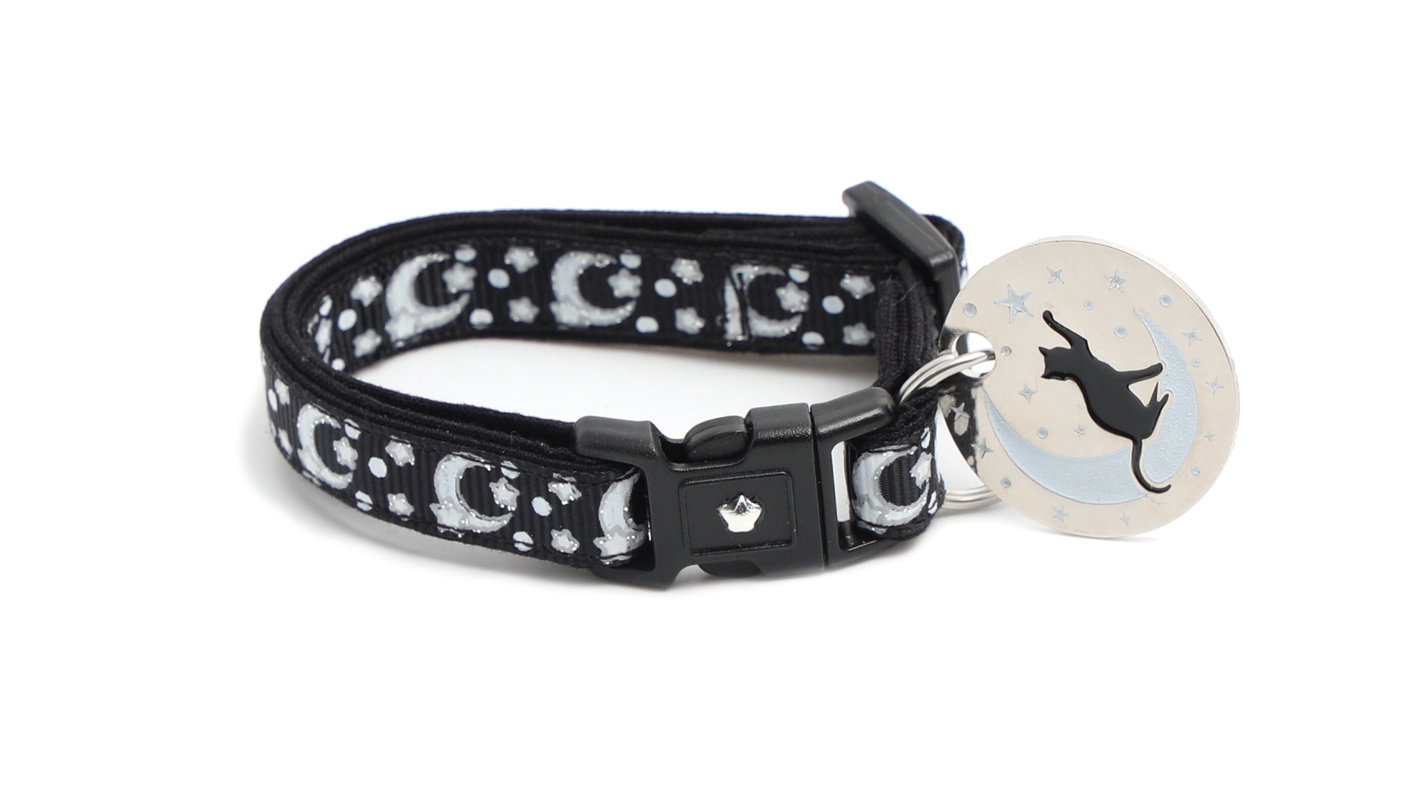 Star Charm Studded Cat Collar Breakaway with Bell,Black Puppy Collars for Small Dogs 