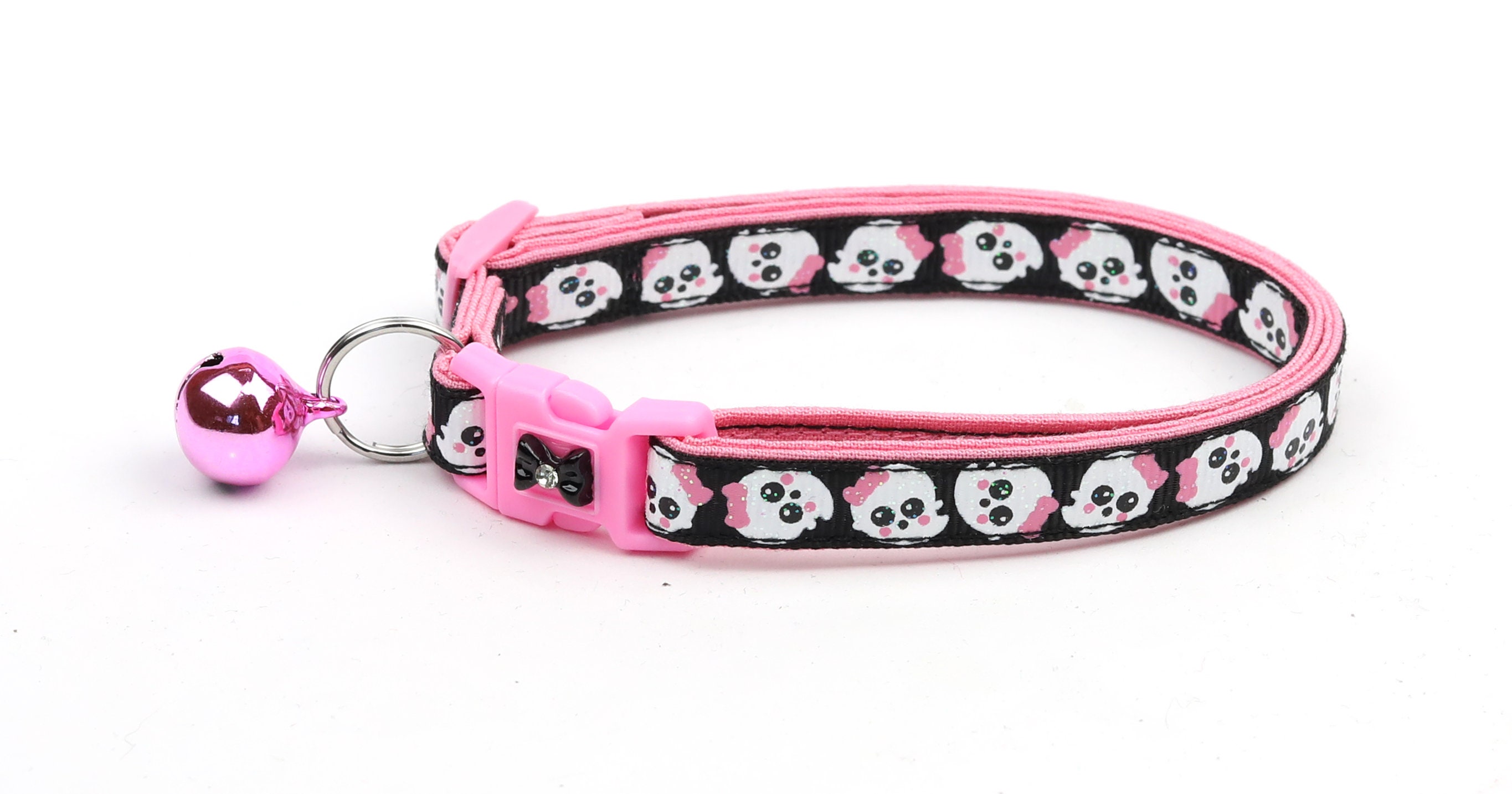 Halloween Cat Collar Girly Ghosts on Black Breakaway Cat Collar