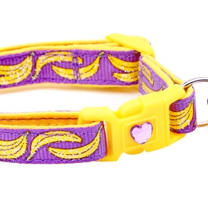 Fruit Cat Collar - Bananas on Purple  - Breakaway Safety - B32D22