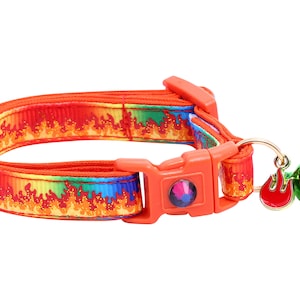 Flame Cat Collar - Fire on Rainbow - Breakaway Safety - B58D225