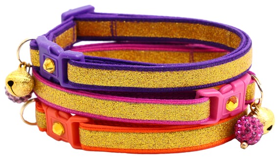 Gold Glitter Cat Collar gold Glitter Over Cranberry Breakaway Safety B103D178 Etsy Canada