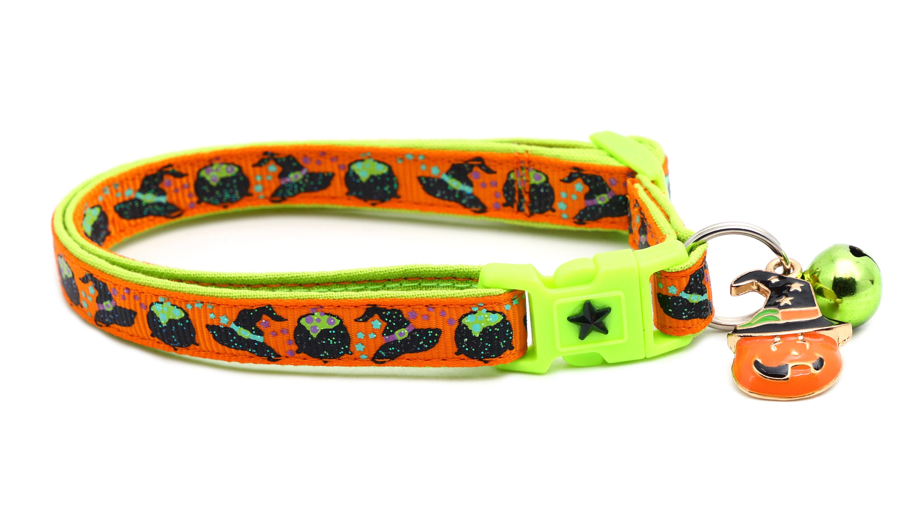 Halloween-Katzenhalsbänder – 2er-Set Mit Geist & Kürbis, Weiches Polyester, Verstellbar, Für Kätzchen