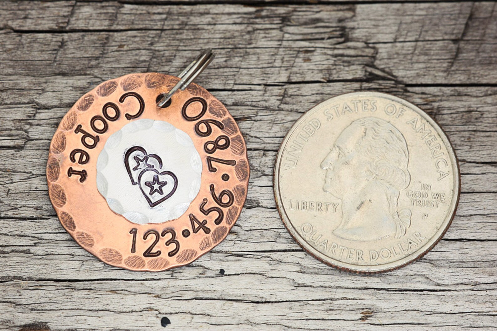 Custom Pet Tag Hearts and Stars 1 Copper Dog ID Tag Etsy
