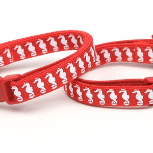 Tropical Cat Collar Sea Horses on Red Kitten or Large Size Nautical B69D130 image 3