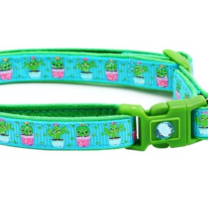 Cactus Cat Collar Cute but Prickly on Blue Breakaway Safety B28D126 image 5