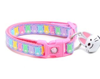 Easter Cat Collar - Easter Bunnies on Purple - Breakaway Safety - B43D2