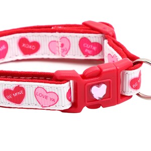 Valentines Day Cat Collar Red Conversation Hearts Breakaway Safety B84D226 Jingle Bell