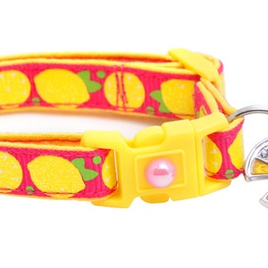 Fruit Cat Collar - Sourpuss - Lemons on Pink - Breakaway Safety - B27D250