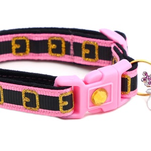 Christmas Cat Collar - Pink Santa Belt - Breakaway Safety - B109D243