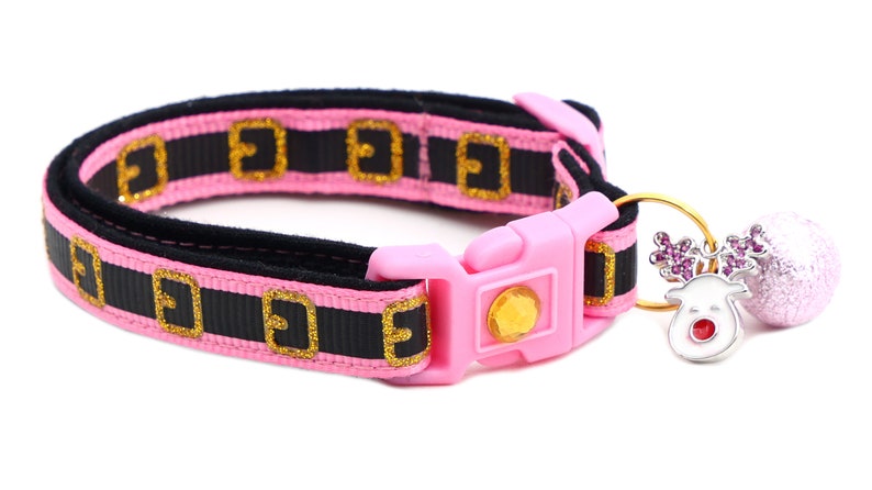 Christmas Cat Collar Pink Santa Belt Breakaway Safety B109D243 Both Bell & Charm