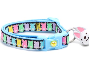 Easter Cat Collar - Easter Bunnies on Black - Breakaway Safety - B72D2