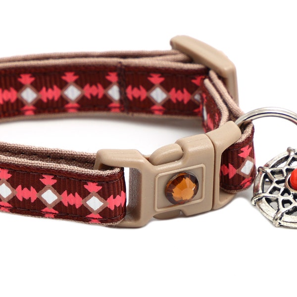 Tribal Cat Collar - Southwest Stripe on Brown - Breakaway Safety - B89D82