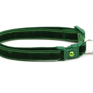 Soft Velvet Cat Collar - Emerald Green - Safety Breakaway - Kitten or Large Size B117D195 image 4