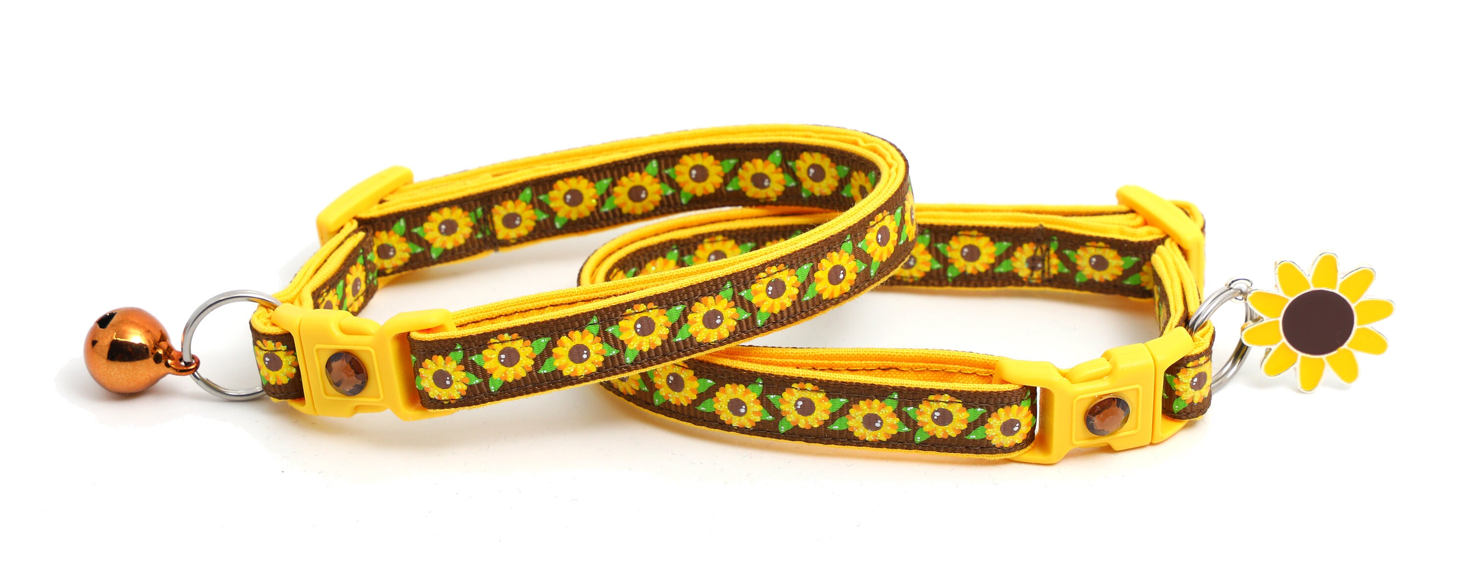 Sunflower Cat Collar Summer Sunflowers on Brown Small Cat Etsy