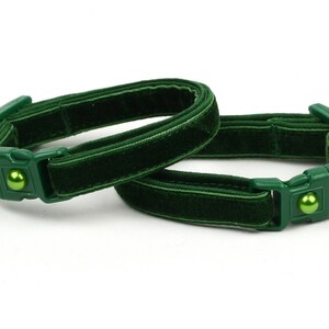 Soft Velvet Cat Collar - Emerald Green - Safety Breakaway - Kitten or Large Size B117D195 image 6