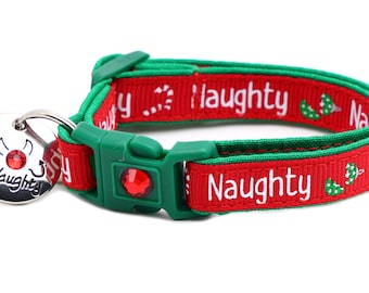 Christmas Cat Collar - Santa&#39;s Naughty List - Breakaway Safety - B32D64