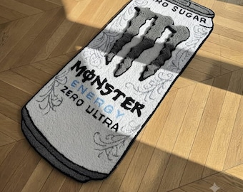 Monster Energy Can Tufted Rug, Zero Sugar Beverage Design, Gamer Room Decor