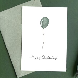 Tarjeta de felicitación de feliz cumpleaños con globo