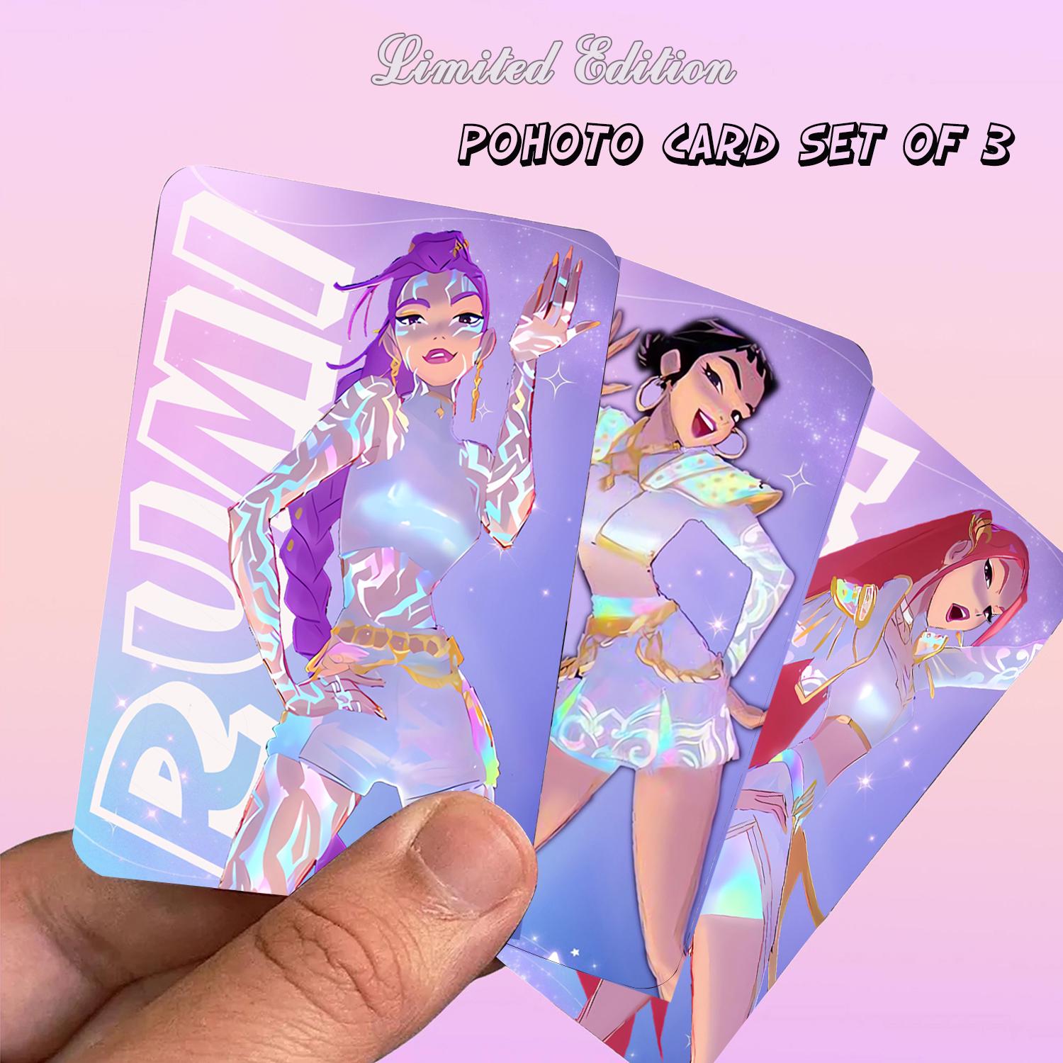 3-piece K-POP Demon Hunter Photo Card Set Fan Souvenirs- Rumi, Zoey and Mina Art Cards,with Mystery Gifts