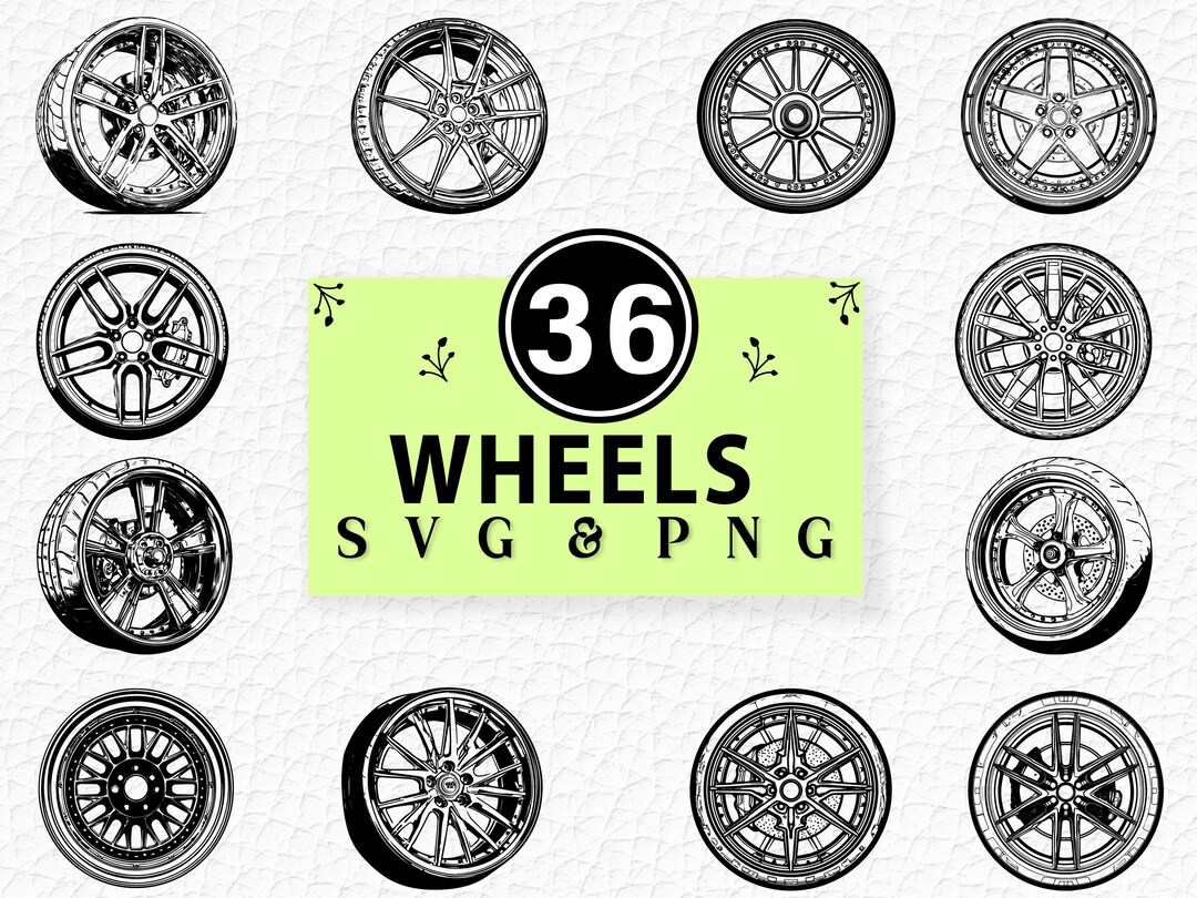 Wheels SVG PNG Bundle, Tire Rim Auto Clipart, Cricut Cut Files - Etsy