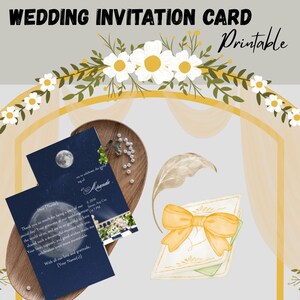 Moonlight Themed Wedding Card | Digital Download | Celestial Night Wedding E-Card | Printable Romantic Lunar Design