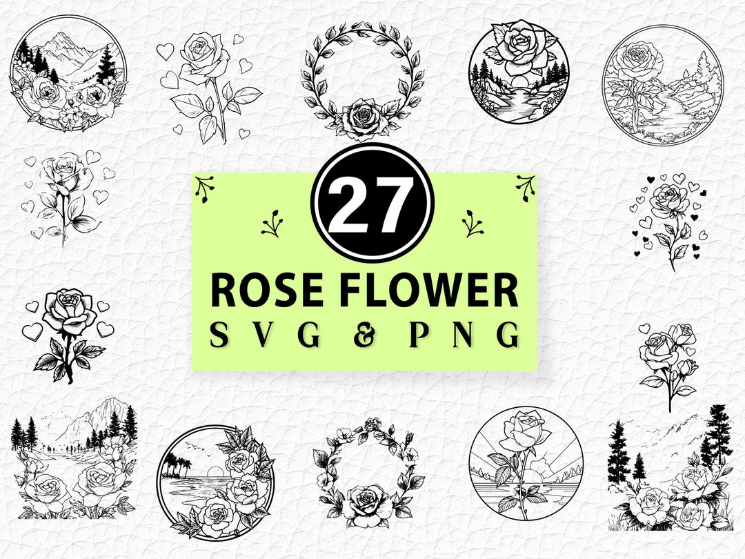 Rose Flower SVG PNG Bundle | Elegant Bloom Silhouette Clipart | Cricut ...