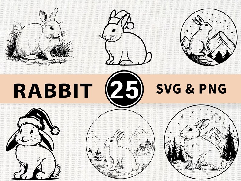Rabbit Silhouette SVG Bundle | Bunny Animal SVG PNG Cricut - Etsy