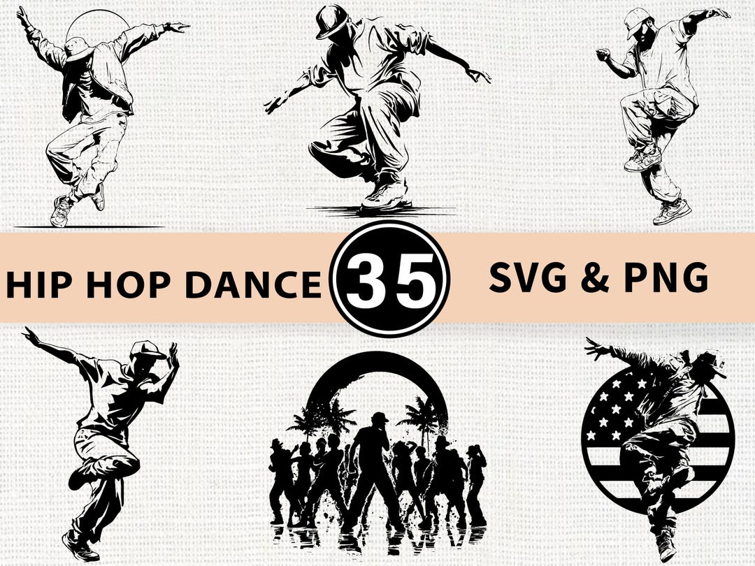 Hip Hop Dance Silhouette SVG PNG Bundle: Street Art Clipart (digital  Download) - Etsy Israel, image size:1080x810
