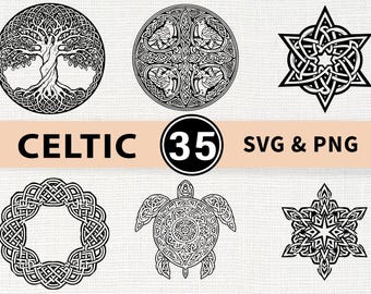Celtic Silhouette SVG Bundle | Celtic Knot Irish Symbol PNG Cricut