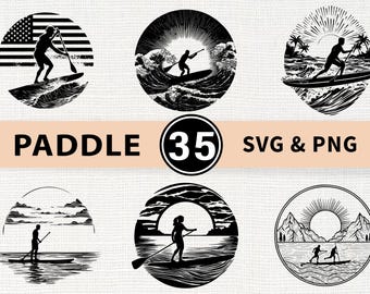 Paddle Silhouette SVG PNG Bundle, Canoe Kayak Clipart Vector, Cricut Cut Files