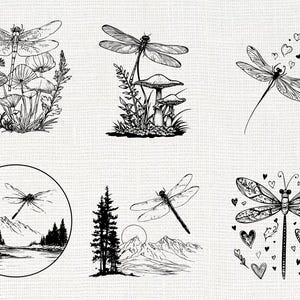 Dragonfly Silhouette SVG Bundle | Nature Insect Dragonfly PNG Cricut - Etsy