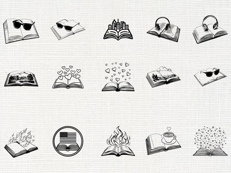 Open Book Silhouette SVG Bundle | Reading Knowledge Book PNG Cricut - Etsy