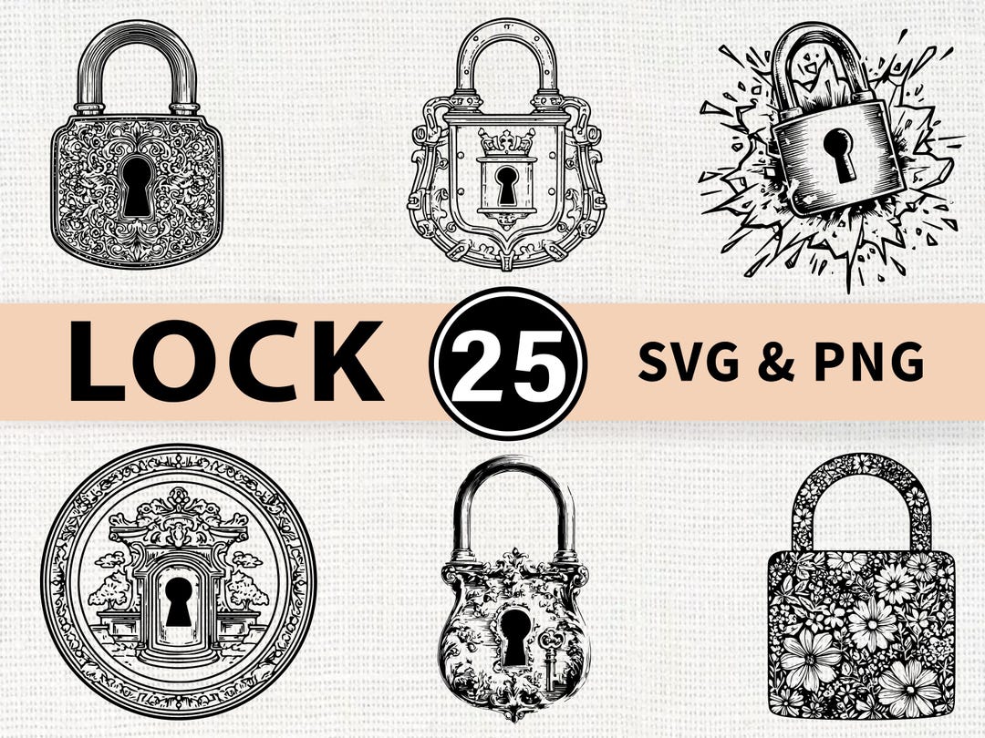 Lock Exploded Svg Lock SVG PNG Bundle, Vintage Padlock Skeleton Lock Clipart, Cricut Cut ...