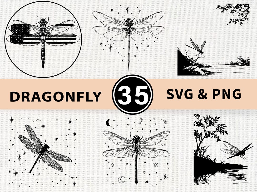 Dragonfly Silhouette SVG Bundle | Nature Insect Dragonfly PNG Cricut - Etsy