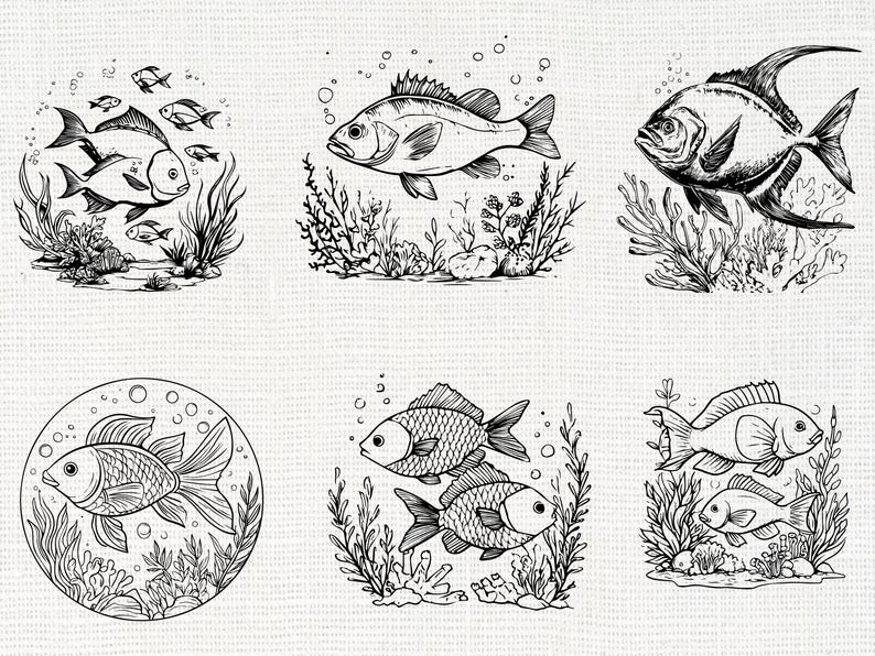 Fish Silhouette SVG Bundle | Ocean Freshwater Fish PNG Cricut - Etsy