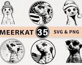 Meerkat Silhouette SVG Bundle | Wildlife Meerkat PNG Cricut