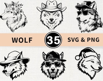 Varg Silhouette SVG PNG Bundle, Wildlife Animal Clipart Vector, Cricut Cut Files Moon Design