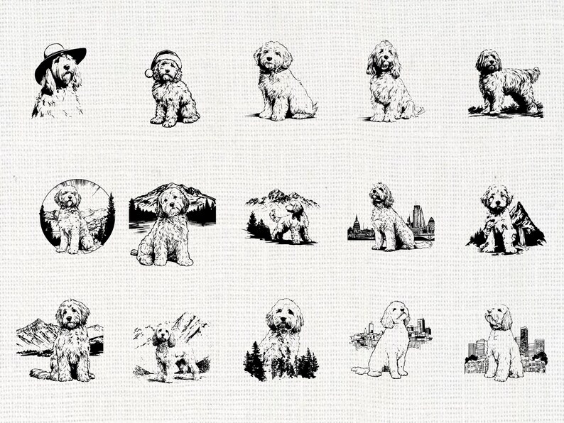Cockapoo Dog Silhouette SVG Bundle | Cockapoo Puppy PNG Cricut - Etsy UK