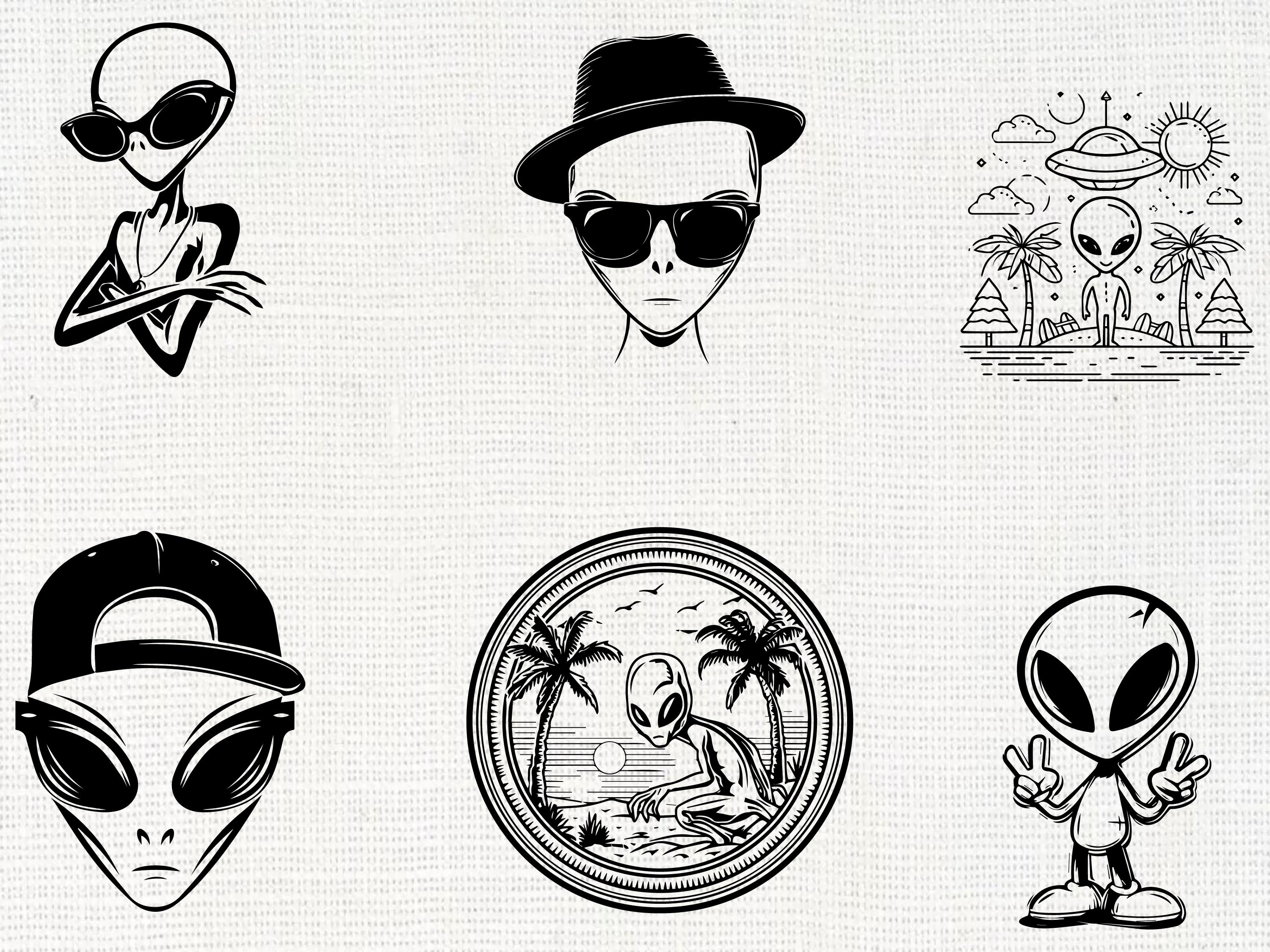 Alien SVG PNG Bundle, UFO Extraterrestrial Clipart, Cricut Cut Files - Etsy