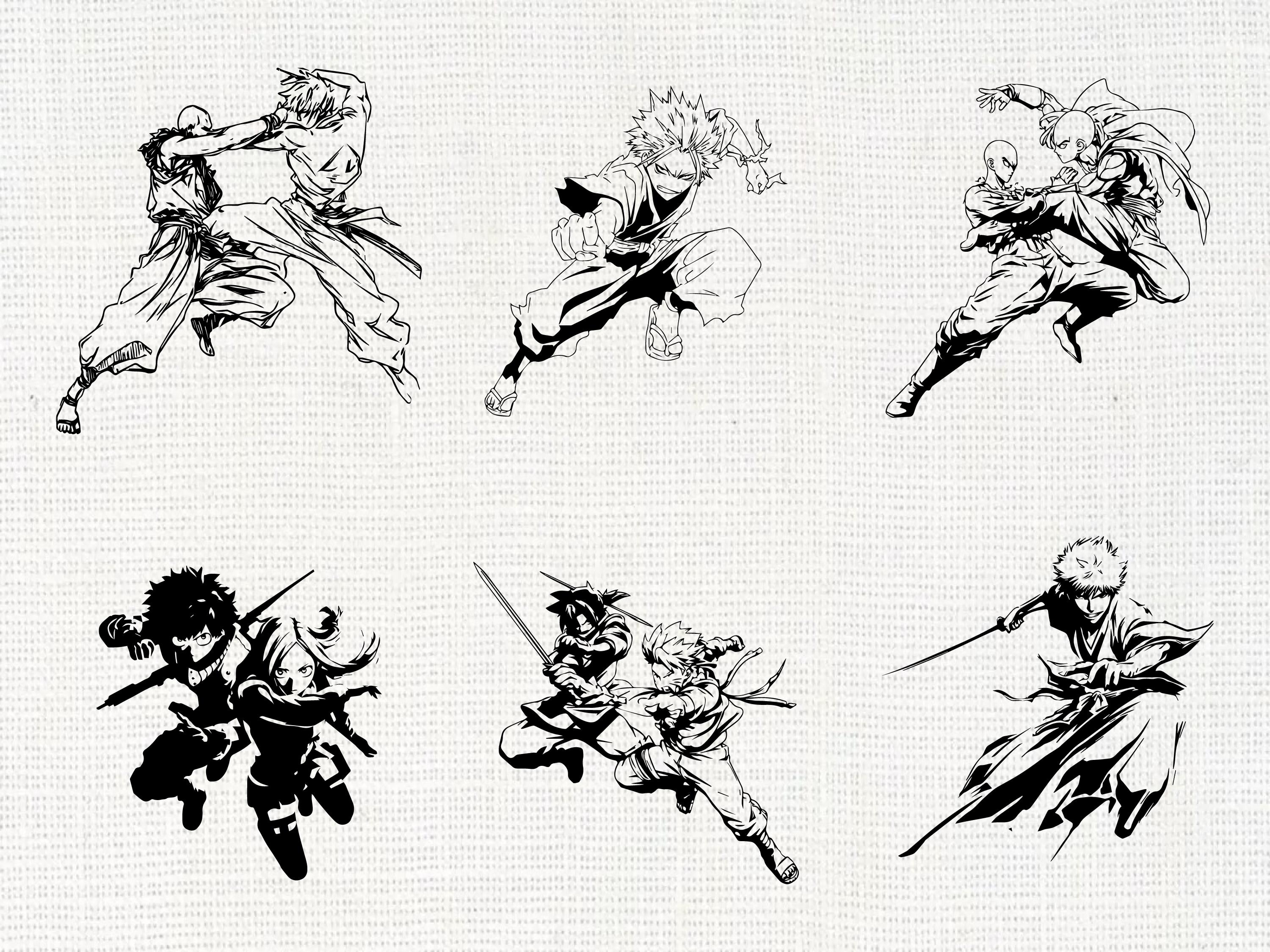 Anime Silhouette SVG Bundle | Manga Style Character SVG PNG for Cricut ...