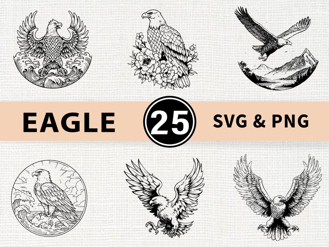 Eagle SVG PNG Bundle, Flying Eagle Wildlife Clipart, Cricut Cut Files ...