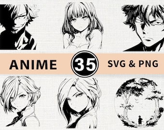 Anime Silhouette SVG Bundle | Manga Style Character SVG PNG for Cricut
