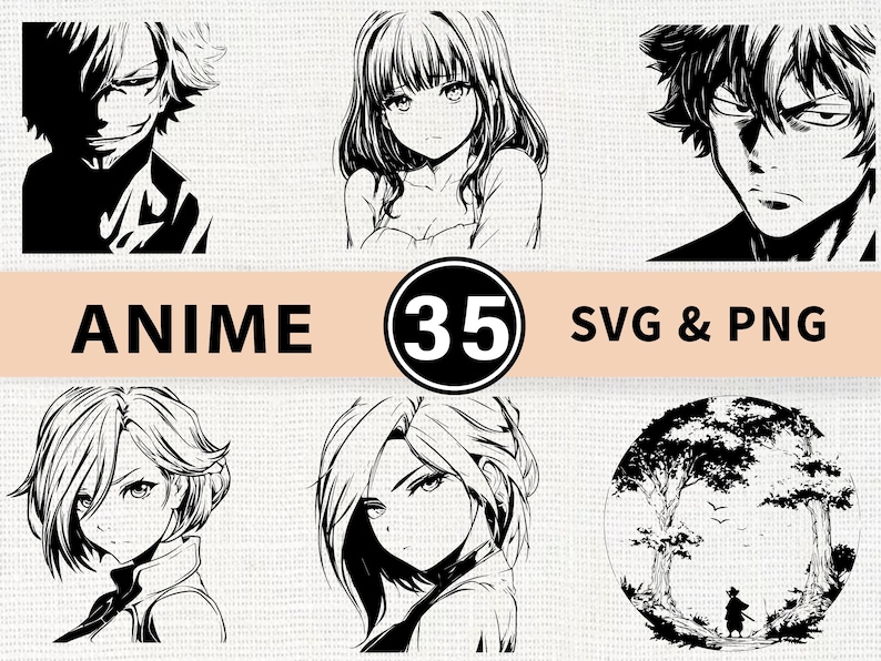 Anime Silhouette SVG Bundle | Manga Style Character SVG PNG for Cricut ...