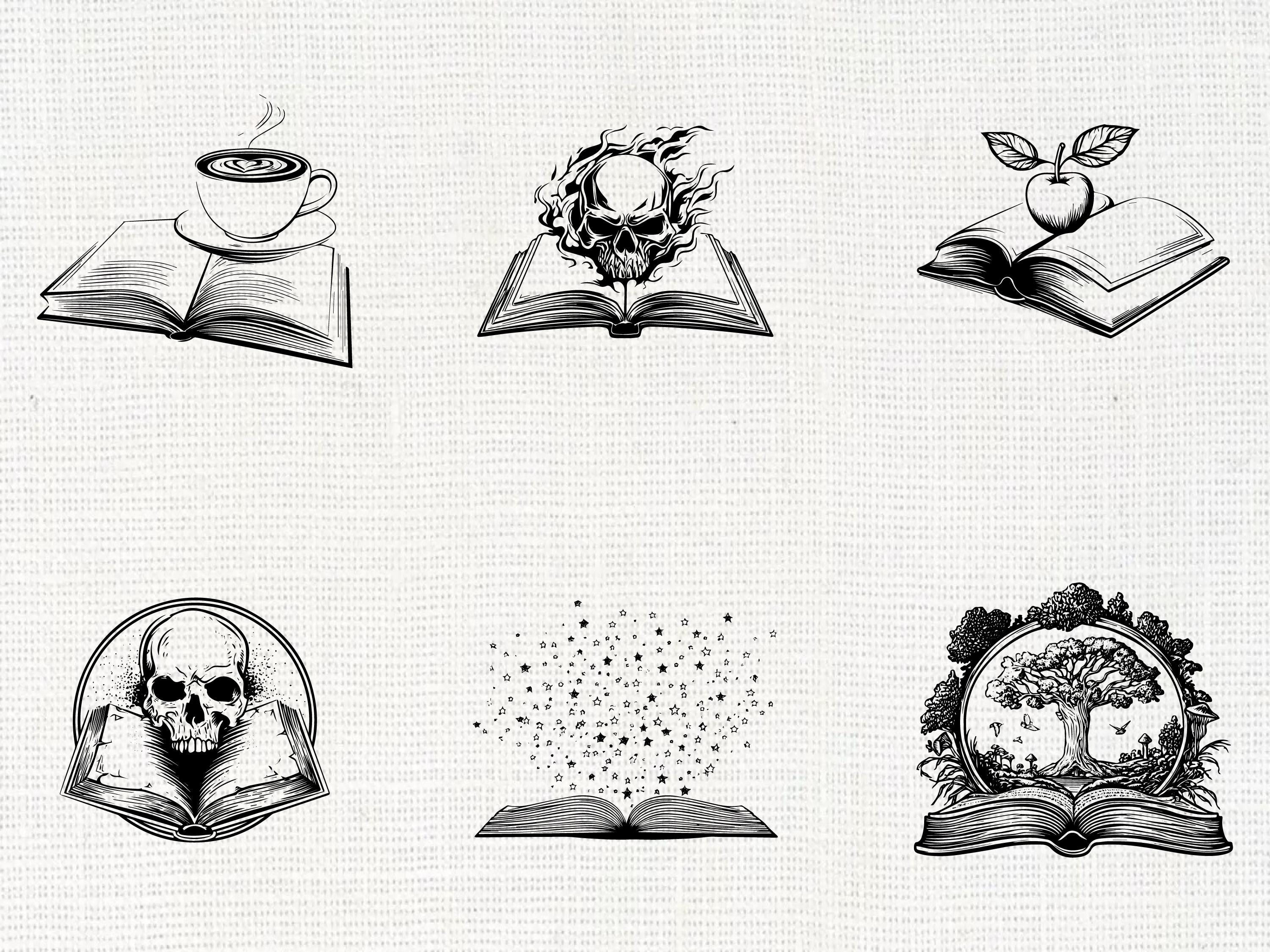 Open Book Silhouette SVG Bundle | Reading Knowledge Book PNG Cricut - Etsy