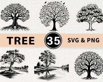Trees SVG Bundle, Oak Tree Svg File for Cricut, Bonsai Landscape Design ...
