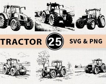 Pacchetto SVG con silhouette di trattore / PNG con trattore agricolo Cricut