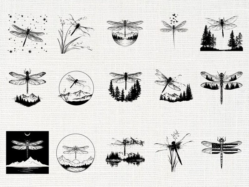 Dragonfly Silhouette SVG Bundle | Nature Insect Dragonfly PNG Cricut - Etsy