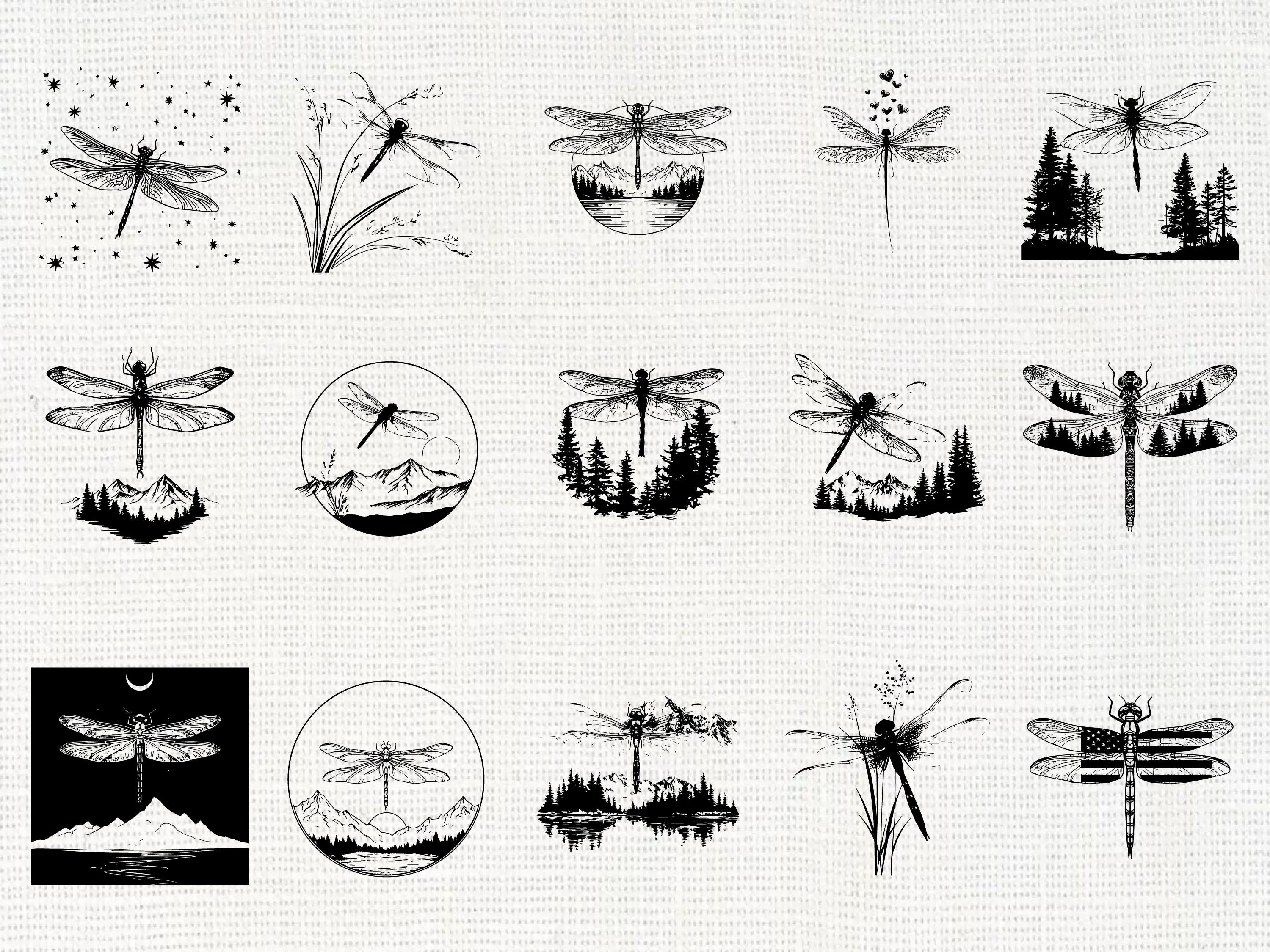 Dragonfly Silhouette SVG Bundle | Nature Insect Dragonfly PNG Cricut - Etsy