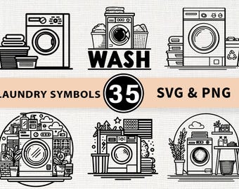 Pakiet symboli prania SVG | Ikony pielęgnacji prania SVG PNG Cricut