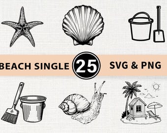 Beach Silhouette SVG Bundle | Tropical Ocean Summer Beach PNG Cricut